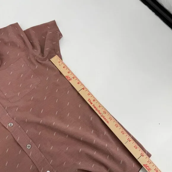 Vuori Shirt Button Down Bridge Performance Short Sleeve Stretch Mauve Men Size M - Picture 9 of 10